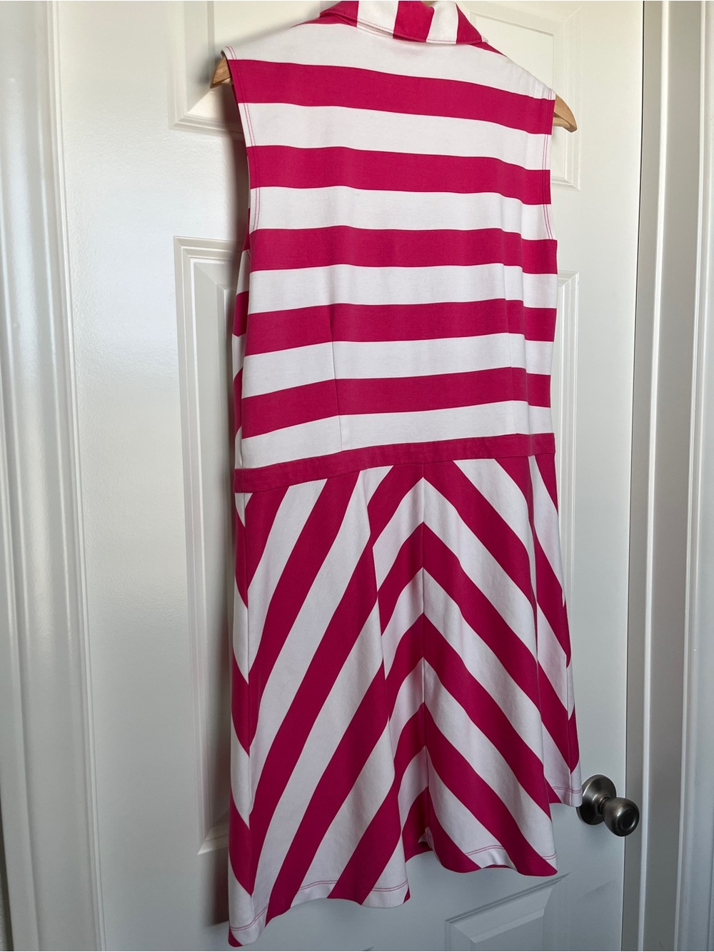 New York & Company Pink and White Striped Sleeveless Shirt Dress - Picture 3 of 3